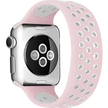 Renas Store Newface Apple Watch 38MM Ayarlı Delikli Silikon Kordon - Pembe-Beyaz