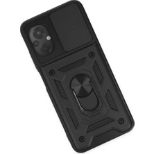 Renas Store Newface Xiaomi Poco M5 Kılıf Pars Lens Yüzüklü Silikon - Siyah