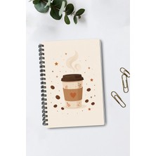 giftkonsept Kahve ve Çekirdek Motifli Tasarım 50 Yaprak 100 Sayfa Sprialli Defter