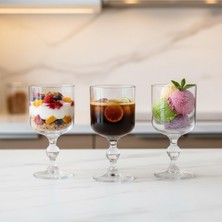Bg Store 3’lü Cam Ayaklı Kadeh Seti – 280 ml Şeffaf Tatlı ve Içecek Kadehi