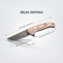 Bıçak Deposu Turgut 18 cm Ahşap Desenli Çakı Bıçak Kamp Avcı Bıçağı