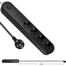 Bg Store Infomax Termal Akım Korumalı Grup Priz (Showmax SH-4625), 4 Priz, 2 USB A ve 1 Type-C Çıkışlı (3.1A), 2 Metre Kablolu, Çocuk Korumalı (Ev ve Ofis Için)