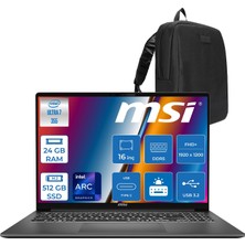 MSI Msı Modern 16S Aı+ G3MG Intel Core Ultra 7 355 Aı 24GB Ddr5 512GB SSD Intel Graphic 16” Fhd+ (1920x1200),120Hz IPS Freedos Taşınabilir Bilgisayar G3MGXTRF07+ZETTAÇANTA