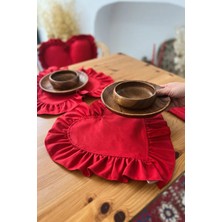 Kai Home Lovely Kalp Fırfırlı Keten Supla / Amerikan Servis 4lü