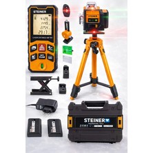 Steiner Profesyonel 12 Köşe Yeşil Çizgi Lazer Otomatik Hizalama Çantalı + 50MT Lazer Metre + Tripod