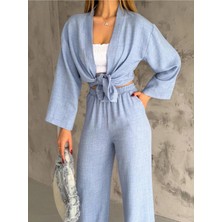 Exit Collection Kadın Keten Düz Ikili Kimono Takım