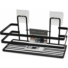 Bg Store Yapışkanlı Askılı Çok Amaçlı Siyah Kare Banyo Raf