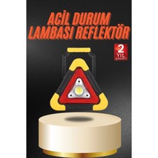 Renas Store Işıklı Ikaz Lambası Reflektör Şarjlı Işıklı Üçgen LED Acil Durum Feneri