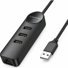 Aksesuarcep 3'ü 1 Arada  USB 3.0 Çoklayıcı 3 Port + RJ45 Ethernet Lan Adaptörü