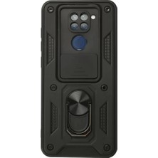 Renas Store Newface Xiaomi Redmi Note 9 Kılıf Pars Lens Yüzüklü Silikon - Siyah
