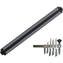 Renas Store Mıknatıslı Bıçak Tutucu Stand - 38 cm - Siyah - Paslanmaz Çelik - Mutfak Düzeni - Güvenli Bıçak Saklama - Tezgâh Düzeni - Modern Tasarım