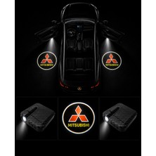 OtoÇizgi Mitsubishi Kapı Altı Logo Projektör LED Işığı 2\'li Set Pilli Kablosuz Kapı Karşılama Lambası