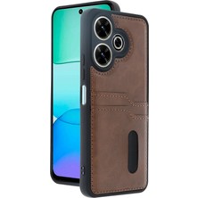Mey Ithalat®   Redmi 13 4g Kılıf Sara Kartvizitli Deri Kılıf - Taba