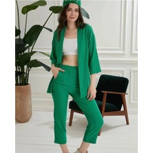 Exit Collection Kadın Bürümcük Cep Dtaylı Önü Açık Kimono Ikili Takım