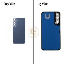 Arsking Samsung S22 Mavi Arka Kapak Arka Cam Batarya Kapağı Lazer Kesim Kapak Pil Kapağı Back Cover