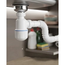 Renas Store Mey Ithalat® Lavabo Sifon Seti Esnek Borulu Koku Engelleyici Sızdırmaz ve Kolay Montajlı