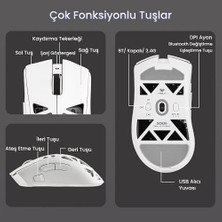 Bg Store Aula SC620 PAW3311 Sensör 12000 Dpı 1000Hz Kablolu ve Kablosuz Gaming Oyuncu Mouse Beyaz