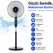Kendal Vanti KCF272L 16'' Ayaklı Vantilatör 50W – 3 Kademeli Güçlü Serinlik, Zaman Ayarlı, Sessiz Çalışma