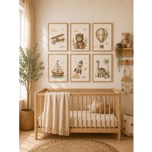 Zera Wall Mdf Tablo 6’lı Uçak, Pilot Ayıcık, Uçan Balon, Yelkenli, Roket ve Dinozor Temalı Set – Bebek ve Çocuk Odası Duvar Dekorasyonu
