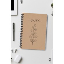 giftkonsept Minimalist "notes" Yazılı ve Bitki Motifli 50 Yaprak 100 Sayfa Sprialli Defter