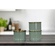 Bg Store Soft Green Emaye Katlı Baharatlık Seti