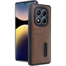 Renas Store Xiaomi Redmi Note 14 Pro 5g Kılıf Sara Kartvizitli Deri Kılıf - Taba