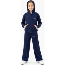 Modanino Kız Çocuk Selanik Kumaş Fermuarlı+Kapüşonlu Alt-Üst Takım 3-12 Yaş 12751DS