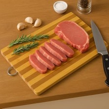 Bg Store Bambu Kesme Tahtası – 26X36 cm Metal Kulp­lu Doğal Ahşap Kesim Panosu, Sebze ve Et Kesme Tahtası, Çizilmez, Hijyenik ve Dayanıklı