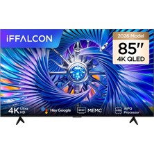 iFFALCON 85U65A Pro 85 İnç Akıllı TV 4K QLED Renkli Quantum Crystal HDR 10+ Gaming Google TV, Dolby Vision Atmos, DTS Virtual X, MEMC, Game Master (2026 Modeli)