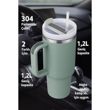 Bg Store 304 L Çelik 1,2 L Yeşil Pipetli El Termos Mug (Sızdırmazlık Yok) CIN856YS