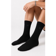 Calvin Klein Men's Cotton Crew Socks With Ck Logo 3 Pack Black Erkek Pamuklu Uzun Çorap 3 Lü Pkt Siyah