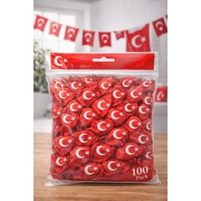 Kap Kaç Ayyıldızlı Kırmızı Balon Seti Türk Bayraklı Parti Balonu Dayanıklı Latex Balon 100 Adet
