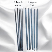 Yılmaz Nargile Adana Kebap Kıyma Şişi 5 Adet 60 cm Silme Sac-Tavuk Kanat Şişi 5 Adet,kıyma Şiş,kanat Şiş,mangal Set