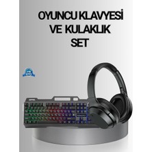 Renas Store Işıklı Oyuncu Klavye Mouse ve Bluetooth Kulaklık Seti Türkçe Q USB