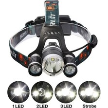 Renas Store Boruit T6 Kafa Feneri 5000 Lumens 3xcree Xm-T6+2r5 Lamba LED Kamp Lambası