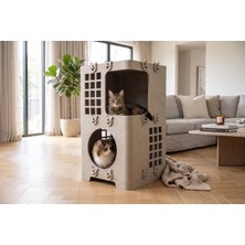 Catmozz Ketoki Iki Katlı Keçe Kedi Evi – Modern Tasarımlı 2 Katlı Kedi Yuvası, Geniş Iç Mekan Kedi Kulübesi ve Kedi Yatağı