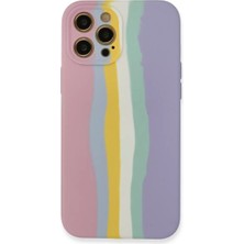 Renas Store Apple iPhone 12 Pro Max Kılıf Ebruli Lansman Silikon - Pembe-Lila