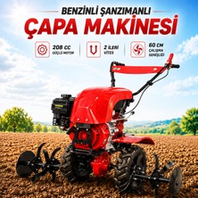Bolat Benzinli Şanzımanlı Çapa Makinesi 208 cc 4 Kw 2 Ileri Vites 60 cm Toprak Çapalama Makinası Bahçe