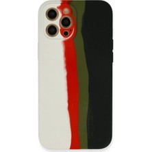 Renas Store Apple iPhone 12 Pro Kılıf Ebruli Lansman Silikon - Beyaz-Siyah