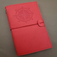 Renas Store Pusula Tasarımlı Kırmızı Deri Defter