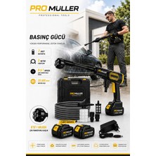 Pro Müller Alman Profesyonel Çift Akülü Şarjlı Yüksek Basınçlı Araç ve Bahçe Yıkama Temizleme Tabancası