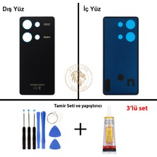 Arsking Xiaomi Redmi Note 13 Pro 4g Gece Siyahı Arka Pil Kapağı Batarya Kapağı + Yapıştırıcı ve Vida Seti