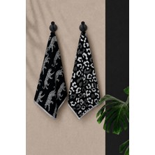 Coton Delux 2li %100 Pamuk El/ Yüz Havlusu Seti - 50X70 cm – Leopar Desenli Renkli
