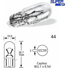 Kap Kaç Super Light T15 Dipsiz Halojen Park Ampulü 12V 5W 1 Adet