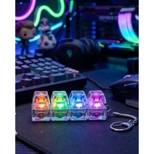 Renas Store Mekanik Klavye Anahtarlık Işıklı Stres Giderici Klik Tuş Oyuncağı Renkli Fidget