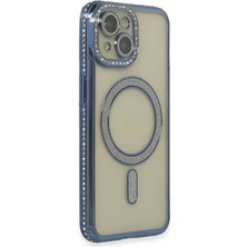 Renas Store Apple iPhone 15 Kılıf Joke Simli Magneticsafe Kılıf - Lacivert