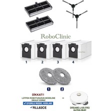 Roboclinic Dreame L10S Pro Ultra Heat Robot Süpürge ( RLL82CE ) Uyumlu Fırça, Hepa Filtre, Mop Paspası, Toz Torba 10 Parça