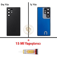 Arsking Samsung S25 Ultra Siyah Arka Pil Kapağı Batarya Kapağı Lazer Kesim + B-7000 Yapıştırıcı