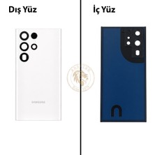 Arsking Samsung S22 Ultra Beyaz Arka Pil Kapağı Batarya Kapağı Lazer Kesim Back Cover