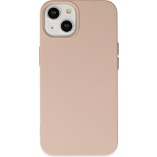 Kap Kaç iPhone 14 Plus Kılıf Nano Içi Kadife Silikon - Pudra